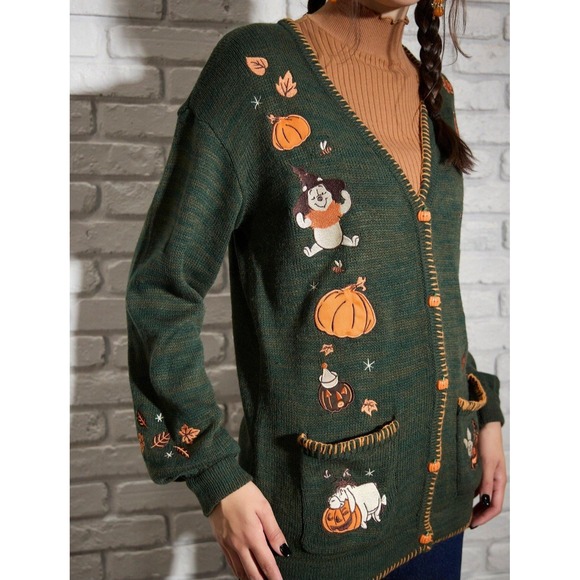 Disney Her Universe Winnie The Pooh Halloween Fall Embroidered Cardigan Size Med - Picture 1 of 4